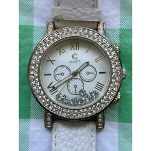 Charlie Gold Tone Rhinestones and Floating Rhinestones Watch